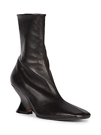Leather Wedge Booties