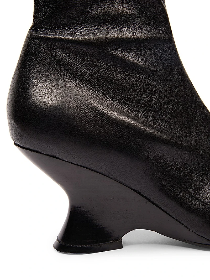 Leather Wedge Booties