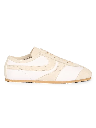 Leather Suede-Trimmed Sneakers