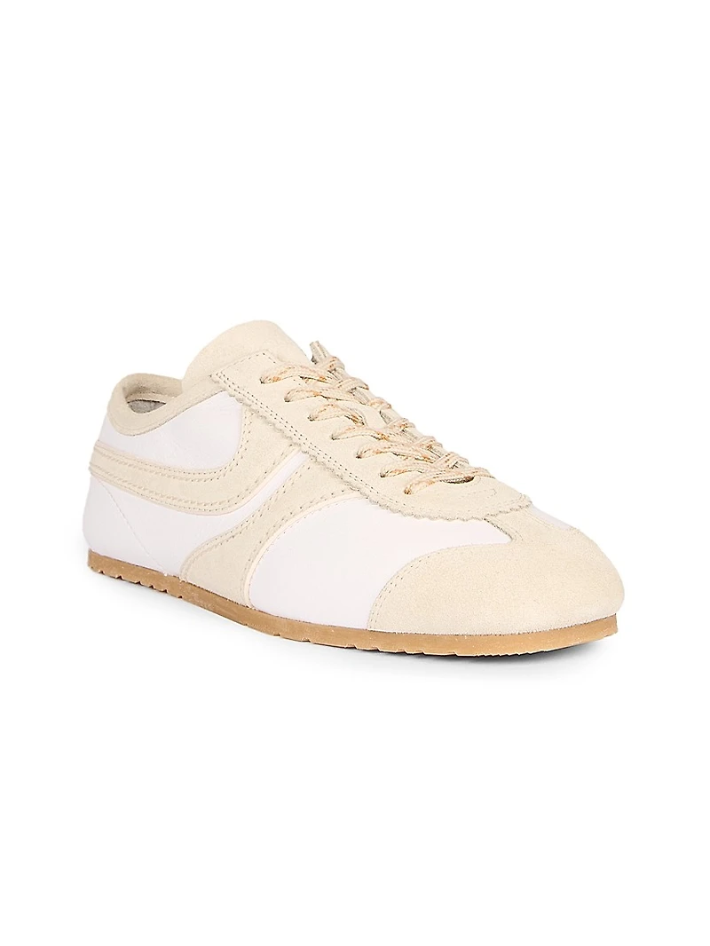 Leather Suede-Trimmed Sneakers