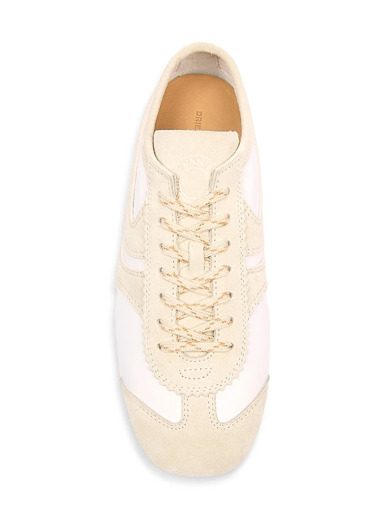 Leather Suede-Trimmed Sneakers