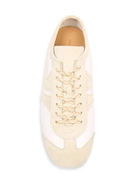 Leather Suede-Trimmed Sneakers