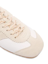 Leather Suede-Trimmed Sneakers