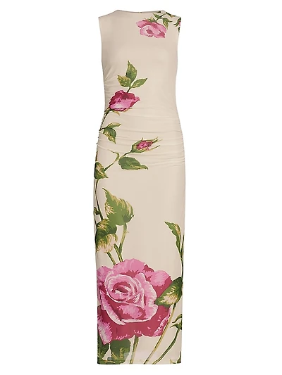 Ariel Floral Mesh Midi-Dress