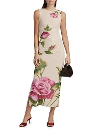 Ariel Floral Mesh Midi-Dress