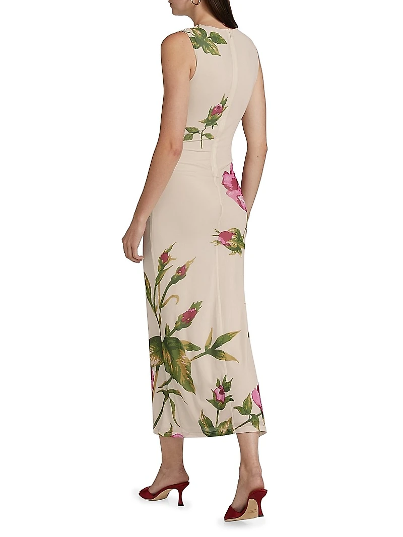 Ariel Floral Mesh Midi-Dress