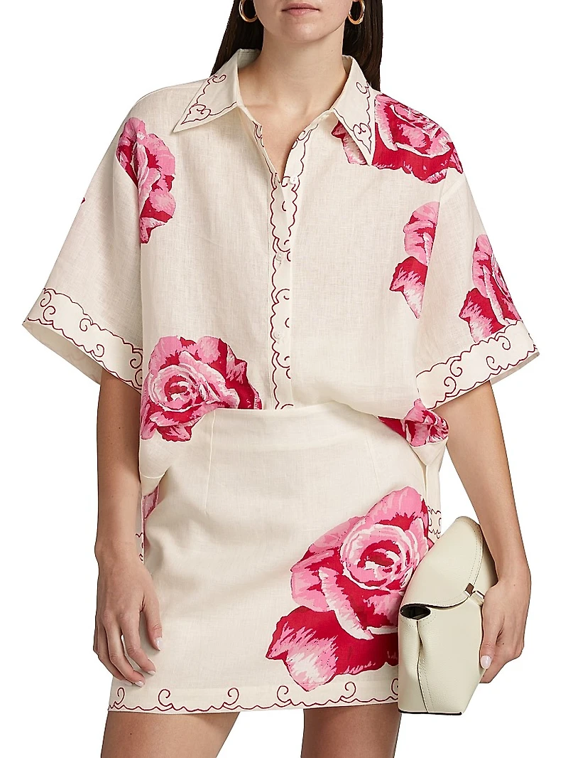 Le Champ Remy Floral Linen Shirt