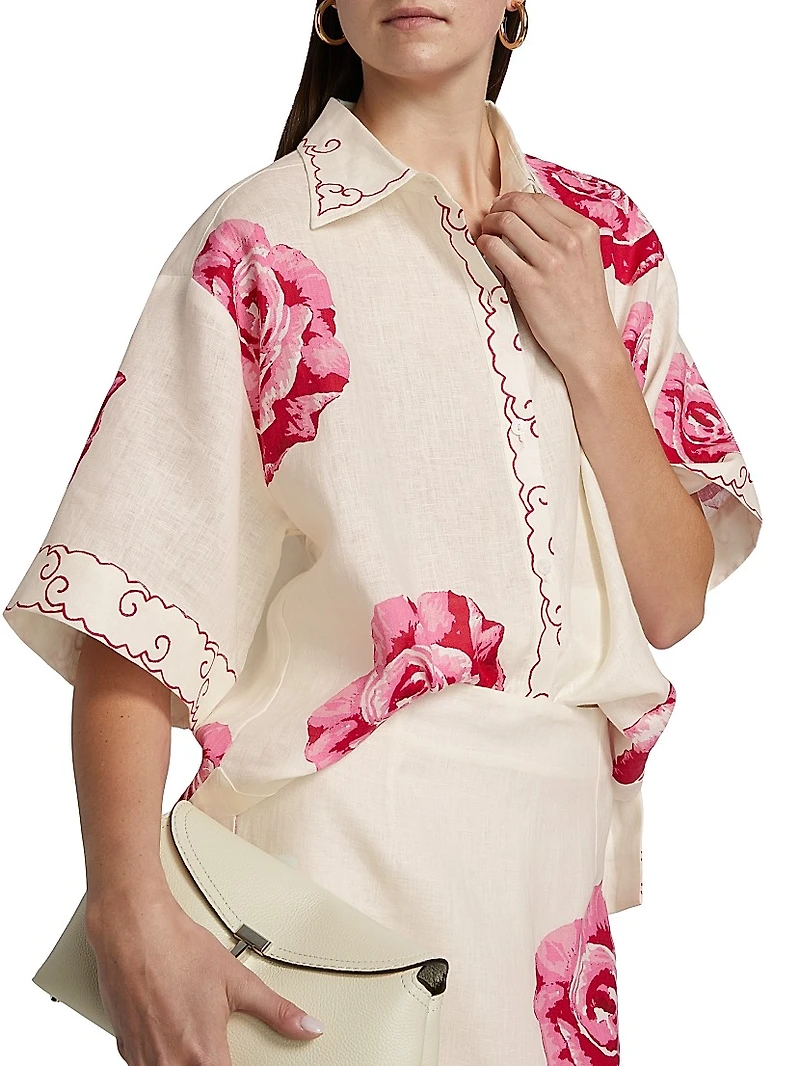 Le Champ Remy Floral Linen Shirt