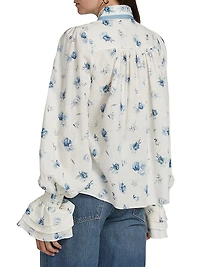 Le Champ Lucinda Floral Linen-Cotton Blouse