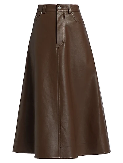 Cintia Faux Leather A-Line Midi-Skirt