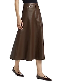 Cintia Faux Leather A-Line Midi-Skirt