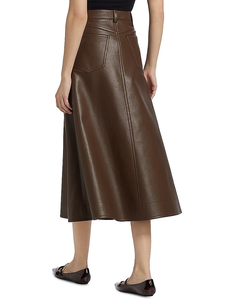 Cintia Faux Leather A-Line Midi-Skirt