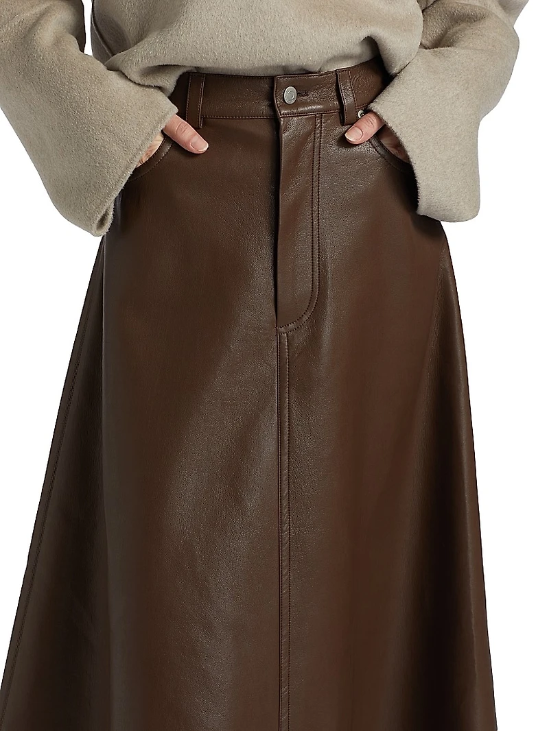 Cintia Faux Leather A-Line Midi-Skirt