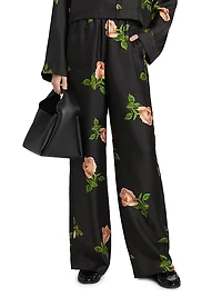 Arvenn Floral Silk Wide-Leg Pants