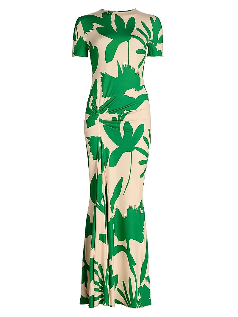 Annie Leafy Short-Sleeve Gown