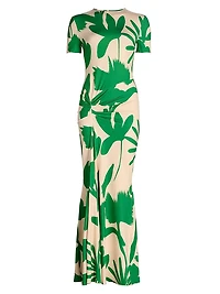 Annie Leafy Short-Sleeve Gown