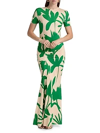 Annie Leafy Short-Sleeve Gown