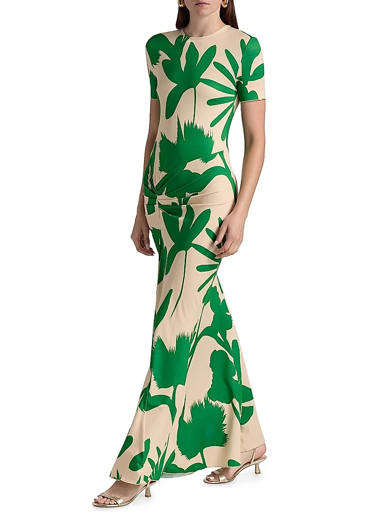 Annie Leafy Short-Sleeve Gown