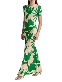 Annie Leafy Short-Sleeve Gown