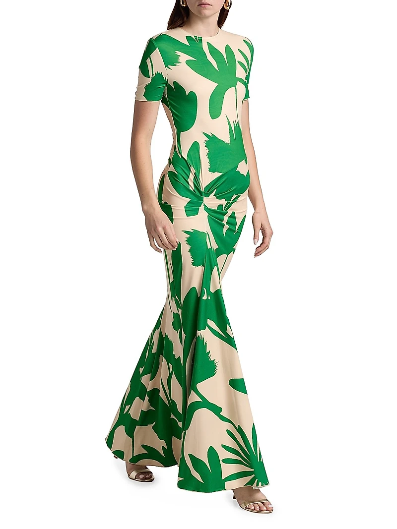 Annie Leafy Short-Sleeve Gown