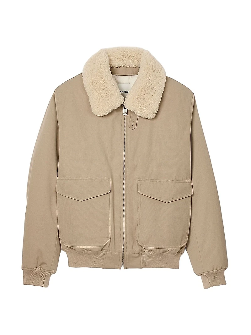 Shearling Collar Aviator Jacket