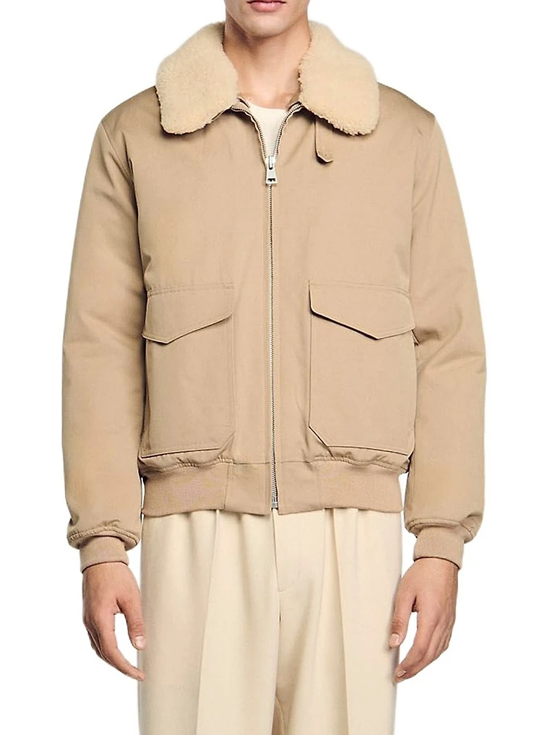 Shearling Collar Aviator Jacket