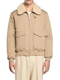 Shearling Collar Aviator Jacket