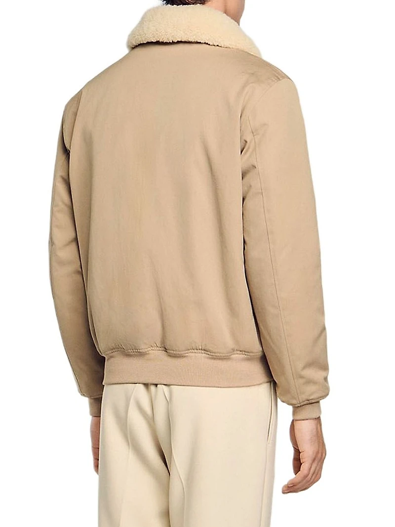Shearling Collar Aviator Jacket