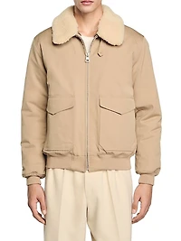 Shearling Collar Aviator Jacket