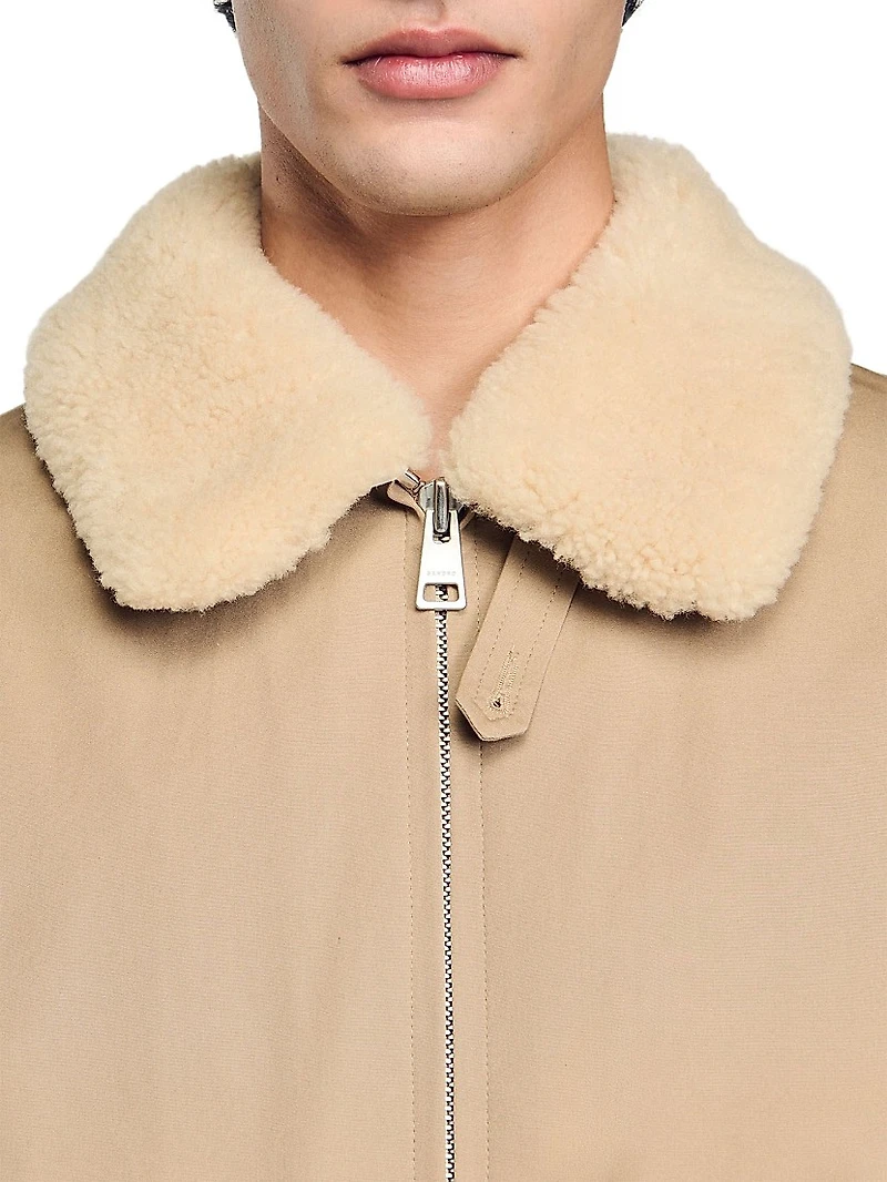 Shearling Collar Aviator Jacket