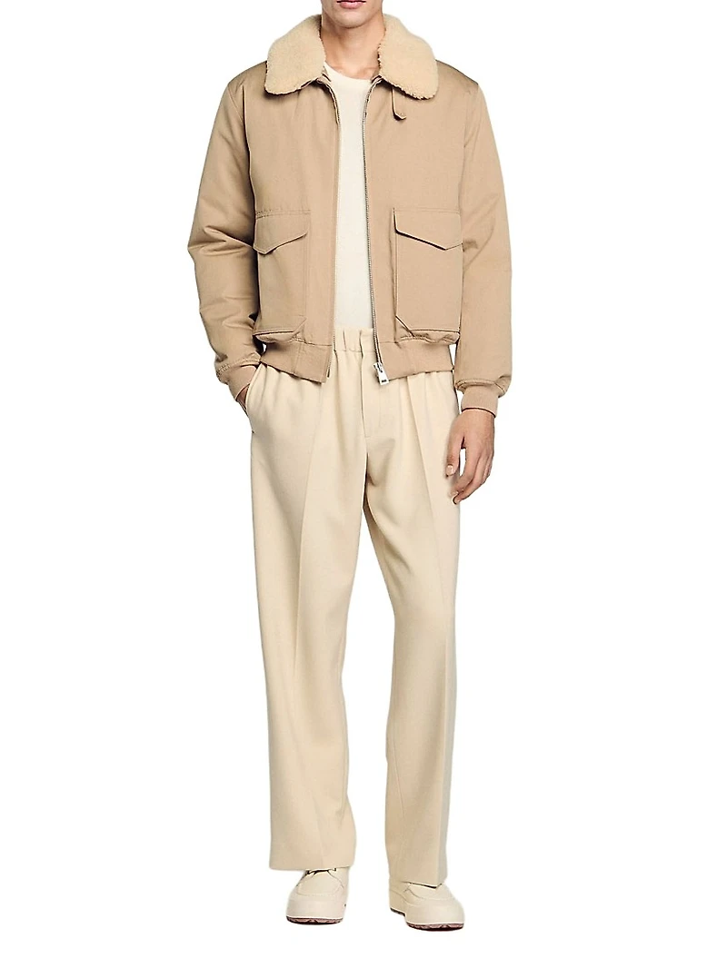 Shearling Collar Aviator Jacket