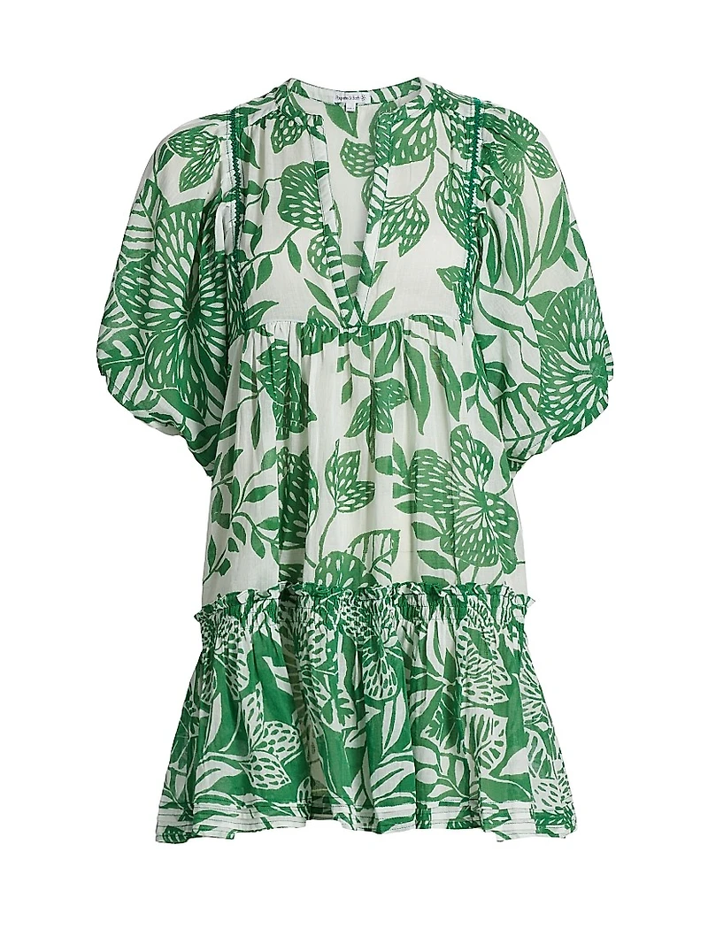 Aria Floral Cotton V-Neck Minidress