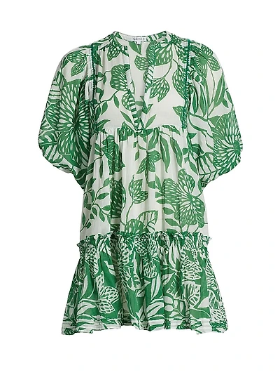 Aria Floral Cotton V-Neck Minidress