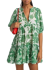 Aria Floral Cotton V-Neck Minidress