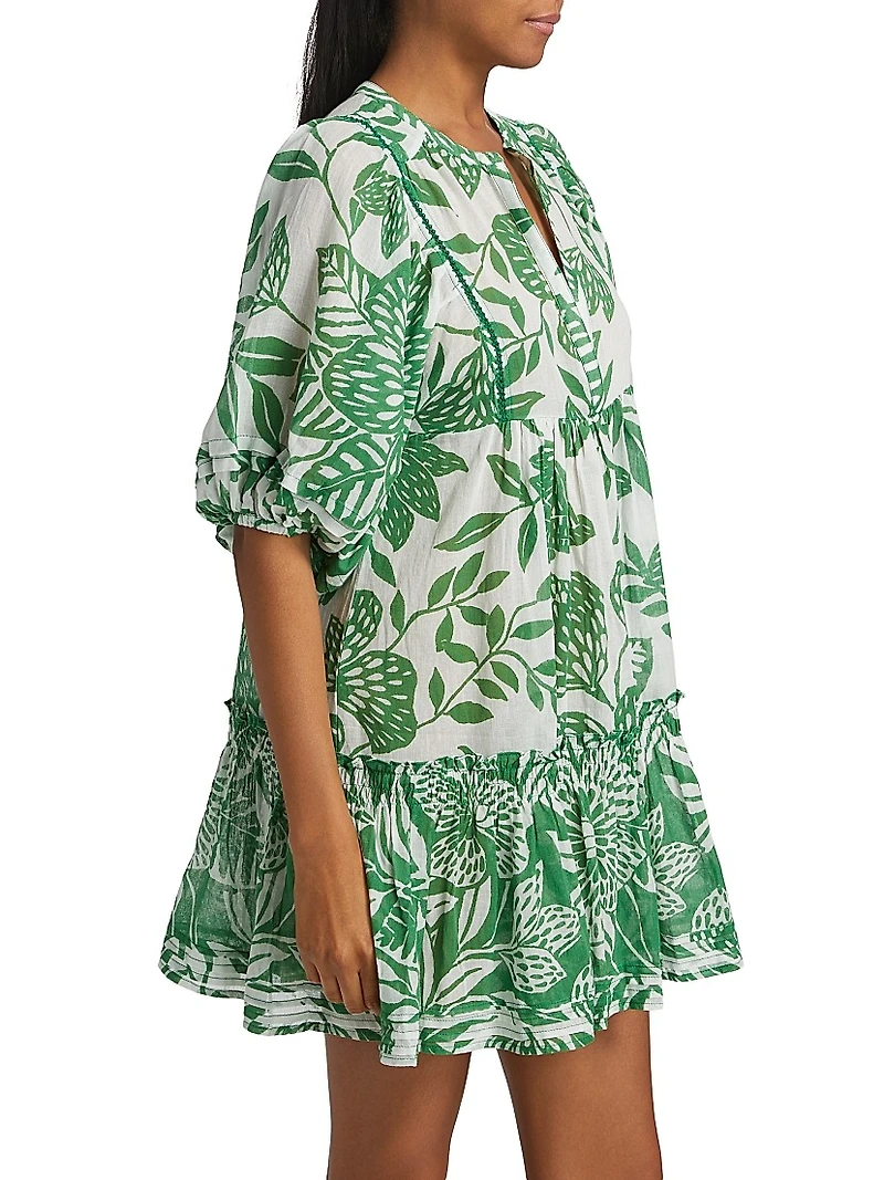 Aria Floral Cotton V-Neck Minidress