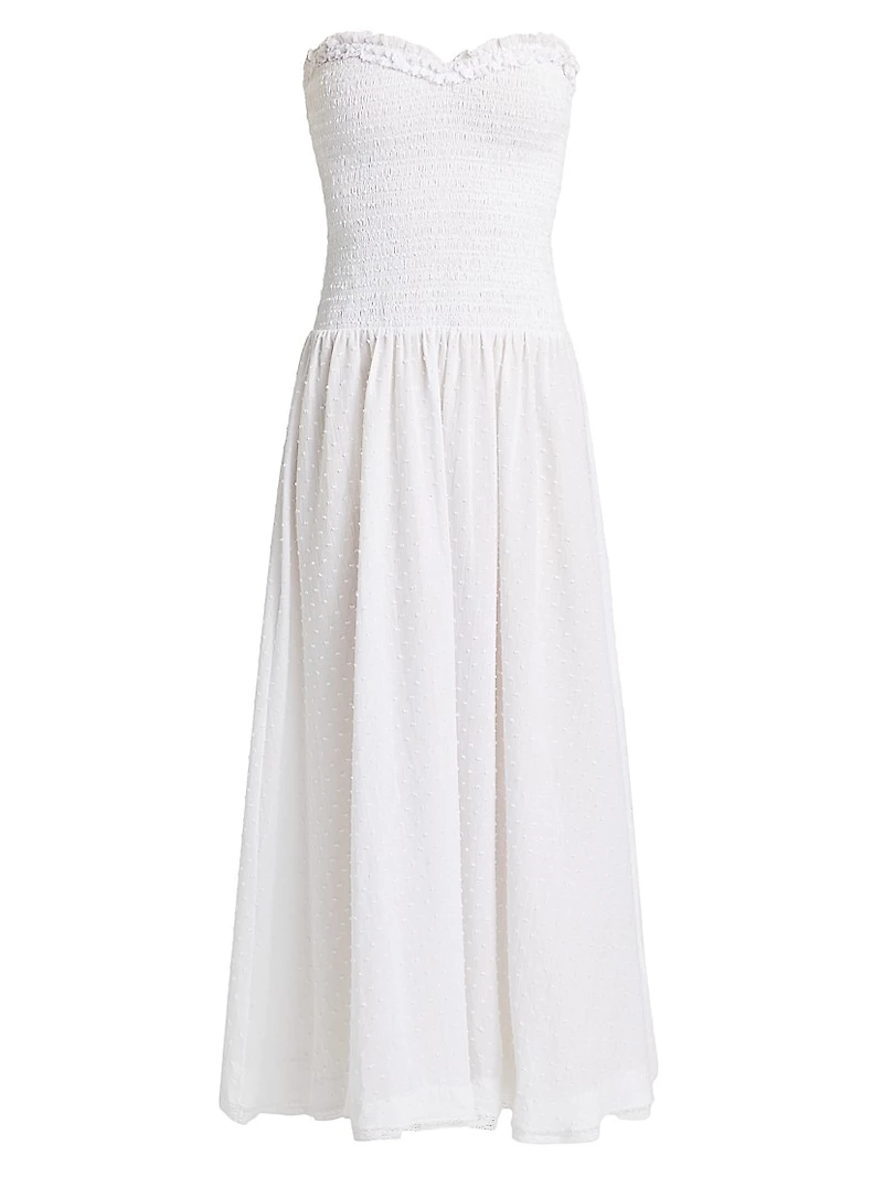 Cory Cotton Smocked Bandeau Midi-Dress