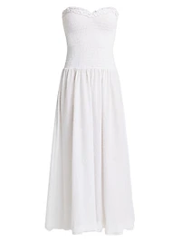 Cory Cotton Smocked Bandeau Midi-Dress