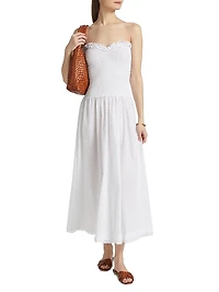 Cory Cotton Smocked Bandeau Midi-Dress