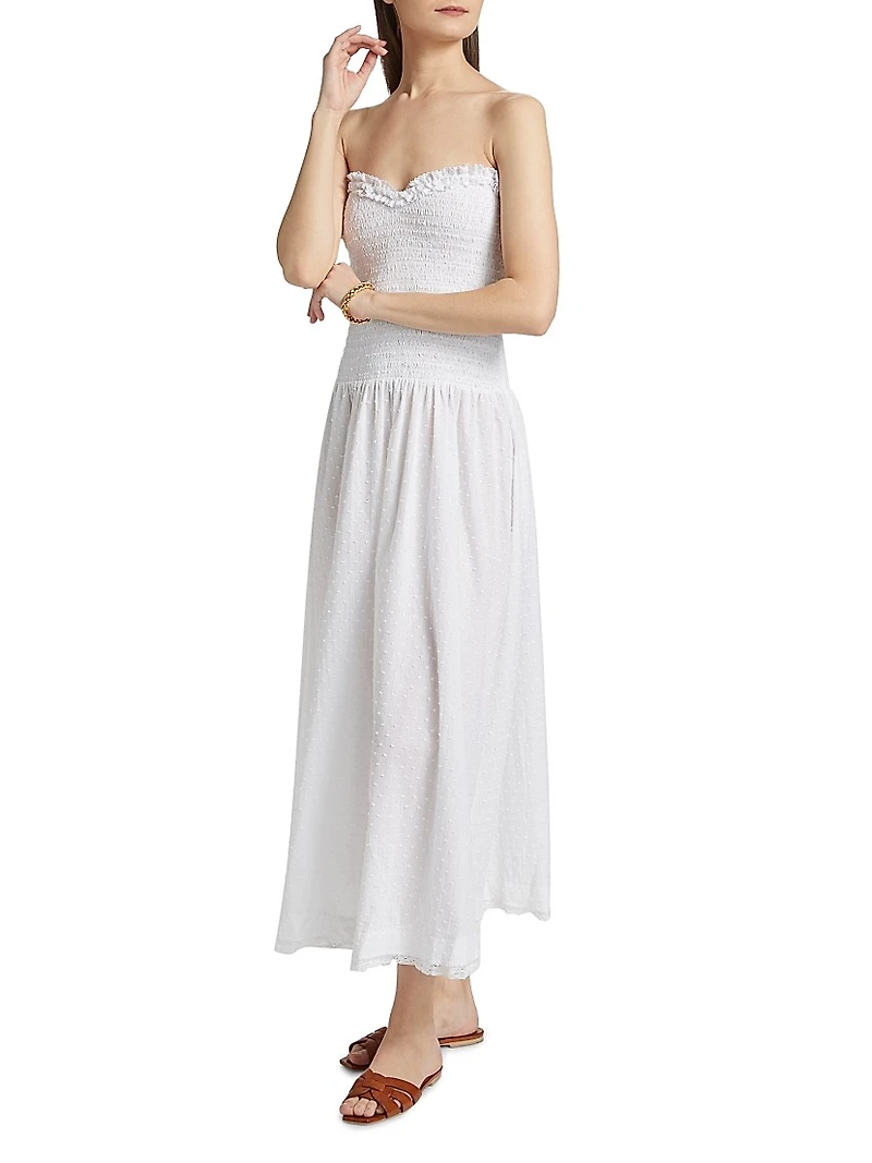 Cory Cotton Smocked Bandeau Midi-Dress