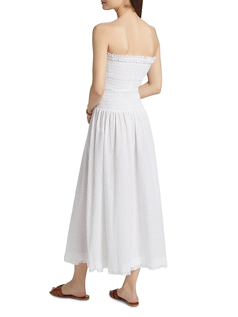 Cory Cotton Smocked Bandeau Midi-Dress