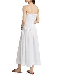 Cory Cotton Smocked Bandeau Midi-Dress