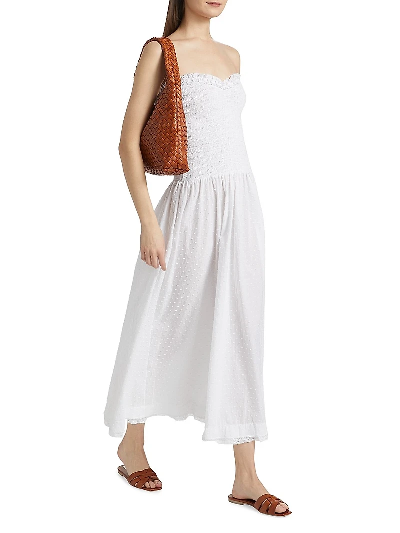 Cory Cotton Smocked Bandeau Midi-Dress