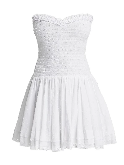 Cory Cotton Smocked Strapless Minidress