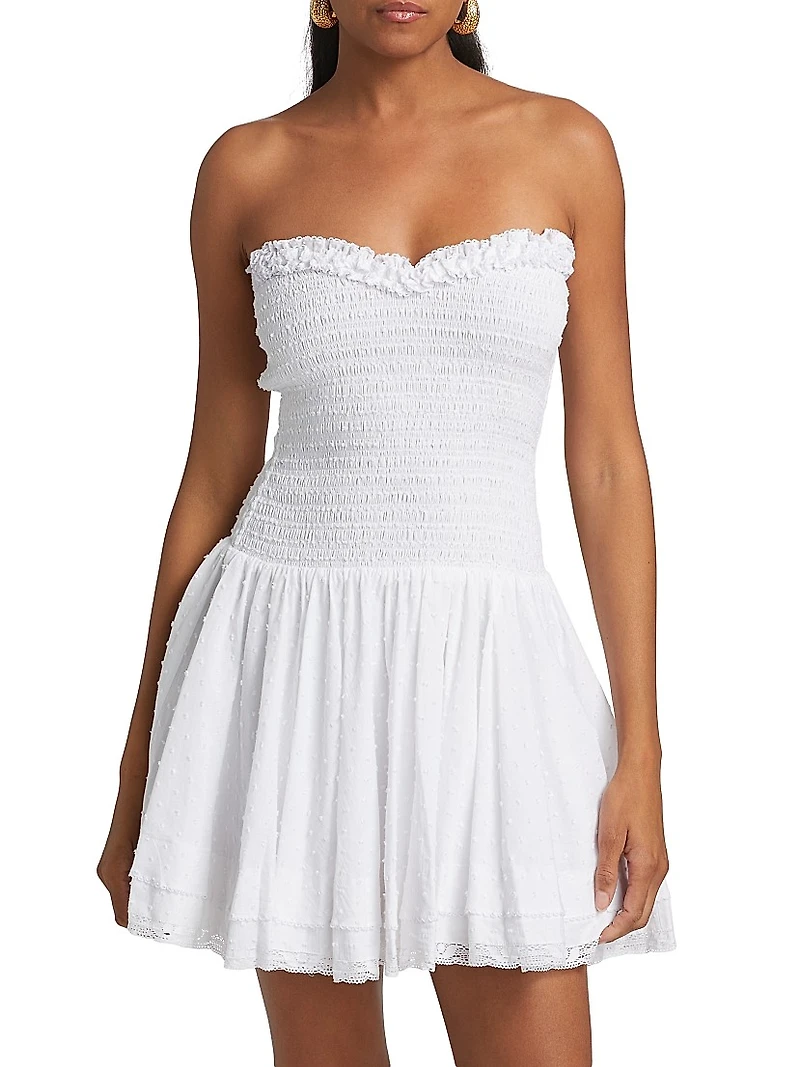 Cory Cotton Smocked Strapless Minidress