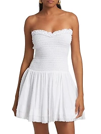 Cory Cotton Smocked Strapless Minidress
