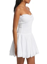 Cory Cotton Smocked Strapless Minidress
