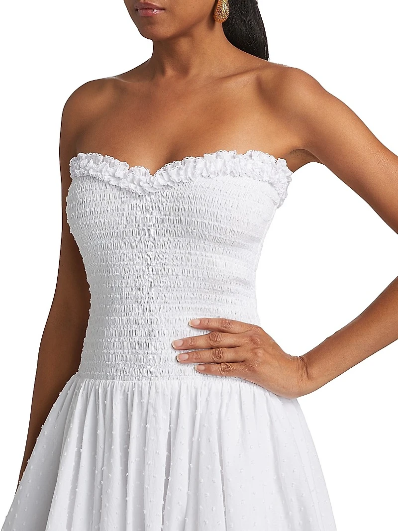 Cory Cotton Smocked Strapless Minidress