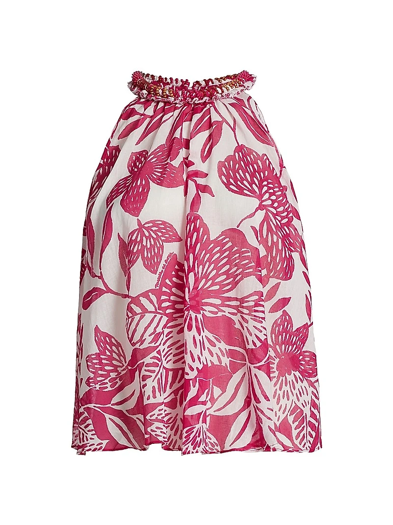 Cleo Embellished Floral Cotton Top