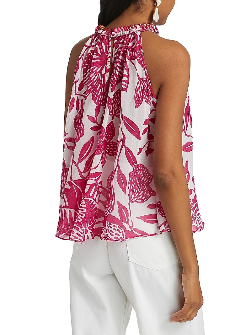 Cleo Embellished Floral Cotton Top