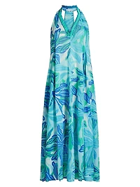Nava Embellished Floral Cotton V-Neck Maxi Dress